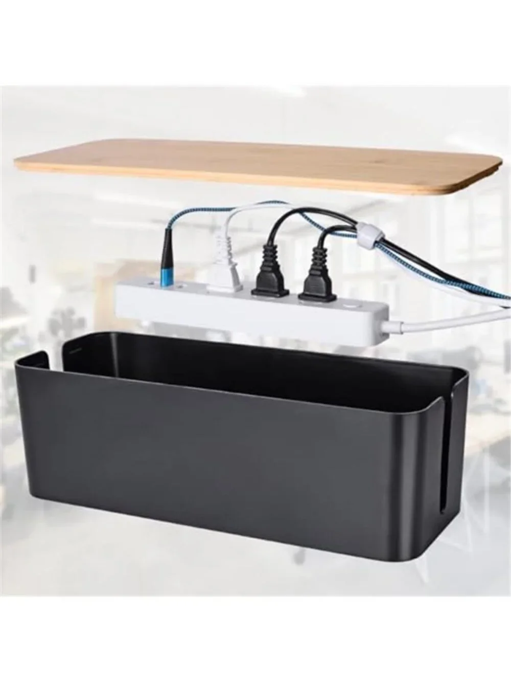 Cable Management Box Set Cord Organizer Power Strip Cover Wire Storage Kit